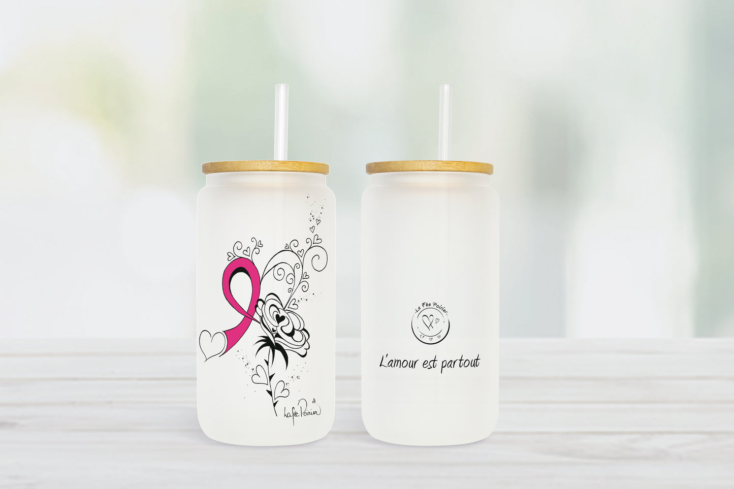 Verre Ruban Rose pour le Cancer